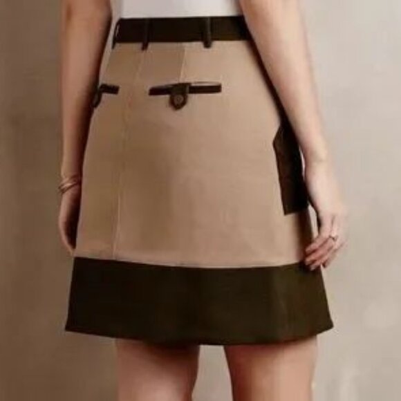 ANTHROPOLOGIE Colorblock Utility Miniskirt with Pockets Earth Tones - Picture 4 of 10